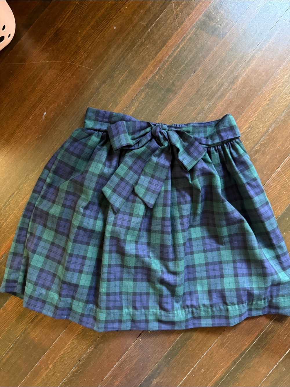 Bella bliss Green and Navy Plaid Bow-Waist Skirt